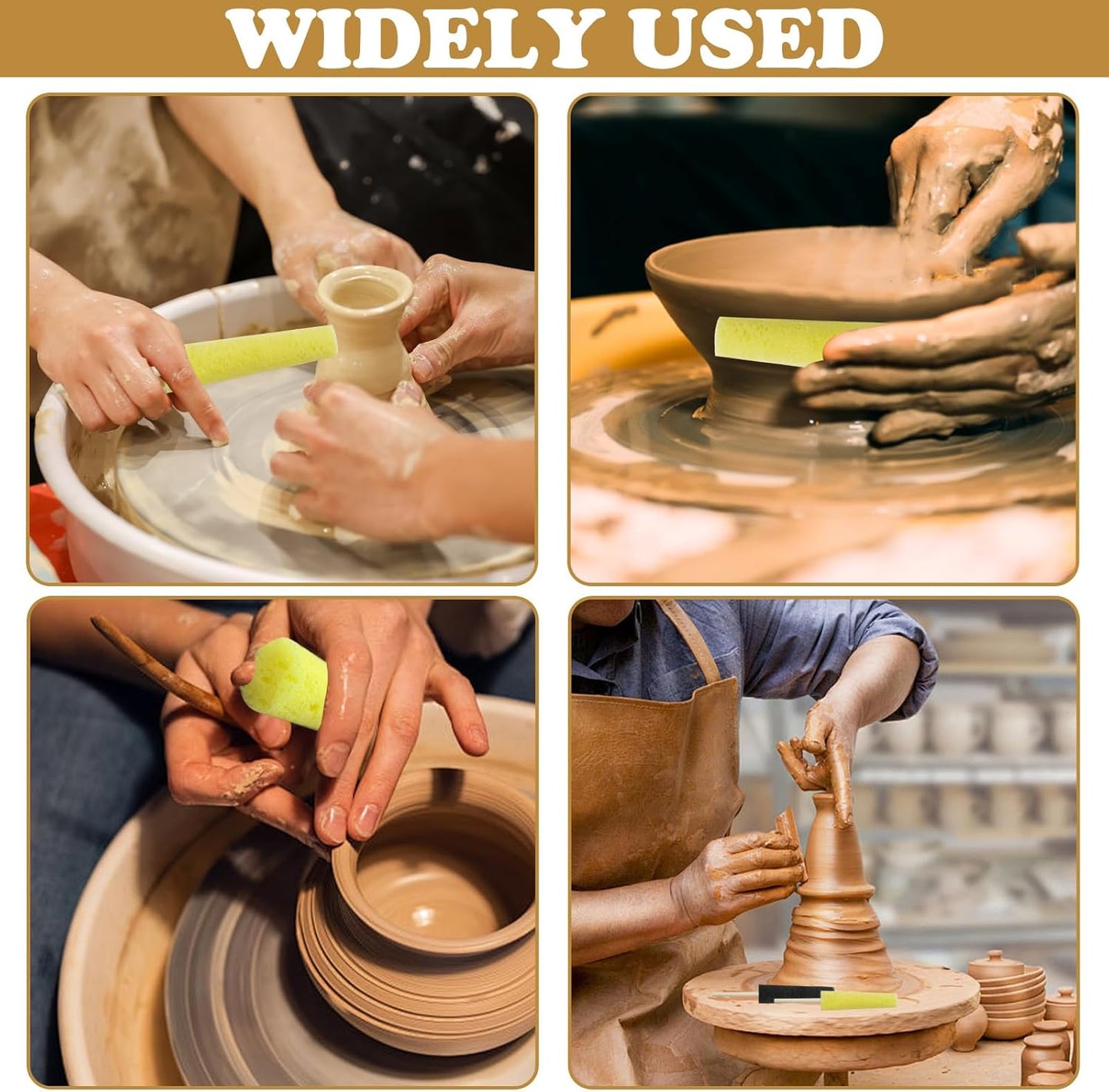 Sponge Stick Pottery Sponges Ceramic Tools Burr Repair, Pottery Trimming Tools Two Colors Holder for Clay Making Ceramic Accessories for Artist Carving and Shaping Supplies