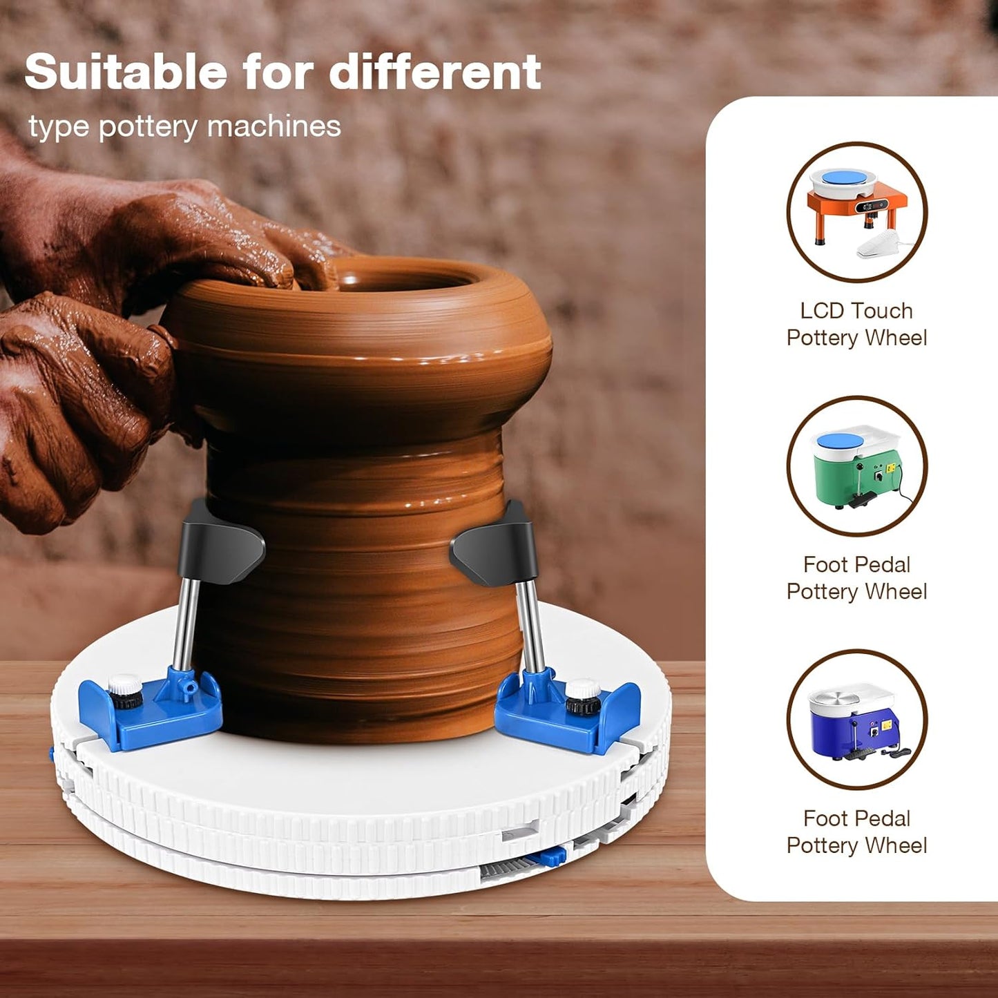 Adjustable Pottery Machine Machine Turntable Clamp and Ceramic Art Repair Ceramic Trimming Tool Sculpting Repair, Teaching Suitable for Beginners and Professionals