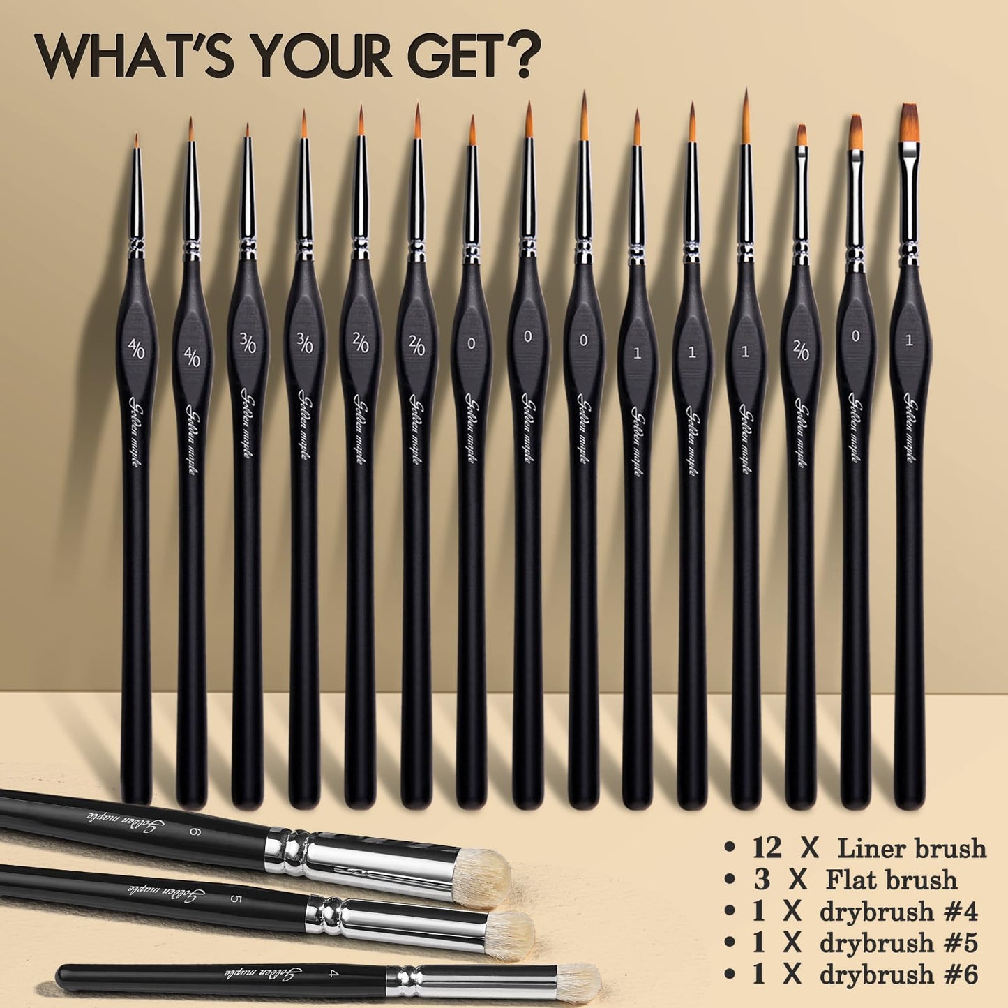 Golden Maple Miniature Paint Brushes Drybrush-18PCS Micro Detail Paint Brush Set, Small Fine Detail Model Brushes for Acrylics, Watercolors & Paint by Number, Figurine - Cocoa Brown