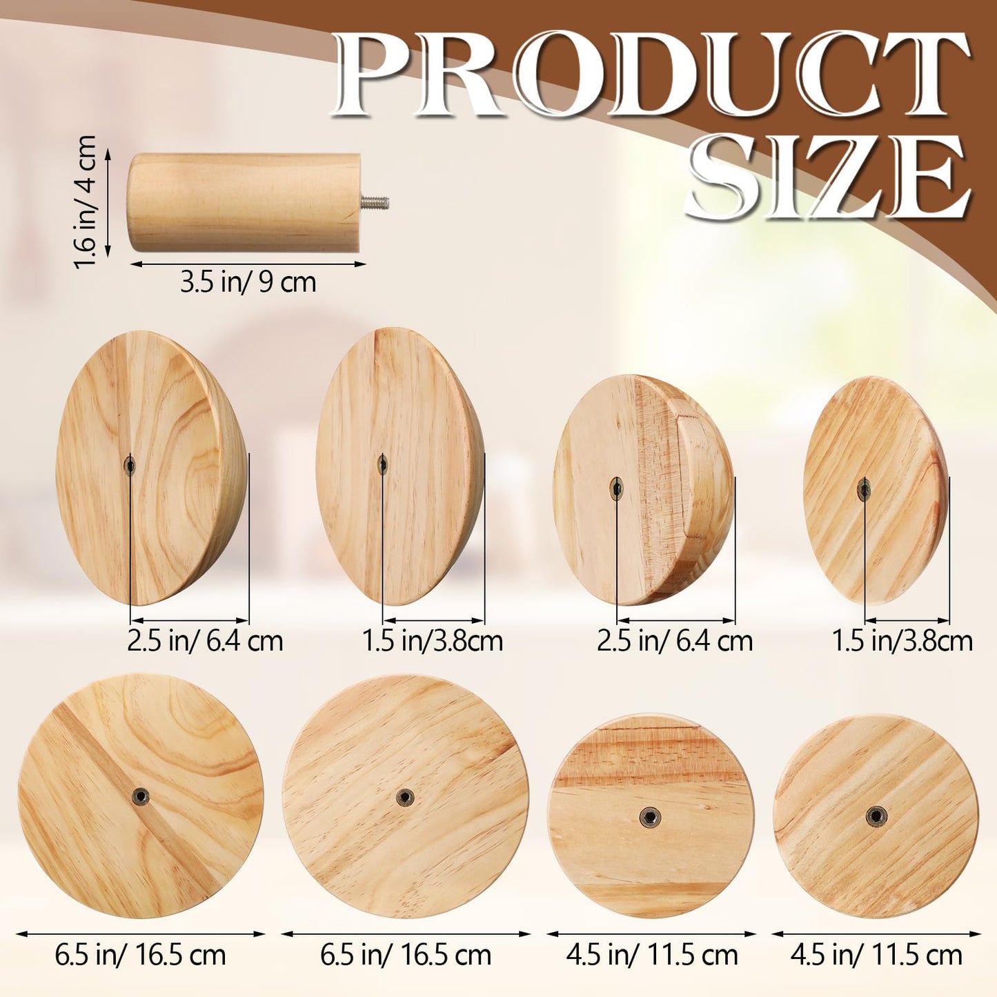 Doublefill 4 Pack Pottery Molds 3.5'' 4.5'' 5.5'' 6.5'' Thickness 2.5'' Plaster Molds Wood Pottery Tools with Handle for Ceramic Top Forms DIY Bowls Plate Dish Slump Press Art Making