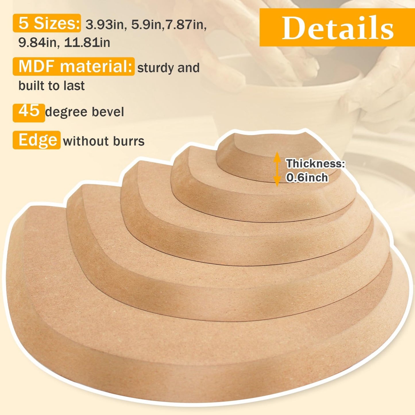 GeryVtee Ceramics Plate Forming Molds 6 Pcs Pottery Molds for Clay Handbuliding Plates Slump Mold for Pottery 6 Shapes Wooden Pottery Tools and Supplies (Mix)