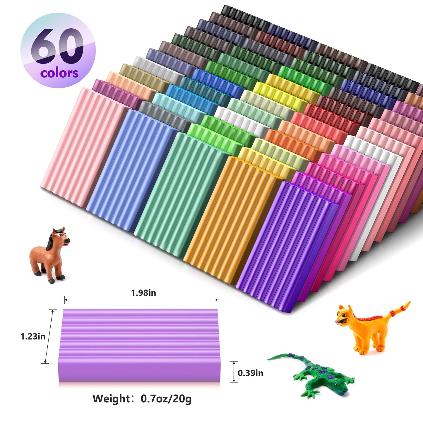 Polymer Clay 50 Colors, Modeling Clay for Kids DIY Starter Kits, Oven Baked Model Clay, Non-Sticky Molding Clay with Sculpting Tools, Gift for Children and Artists (50 Colors A)