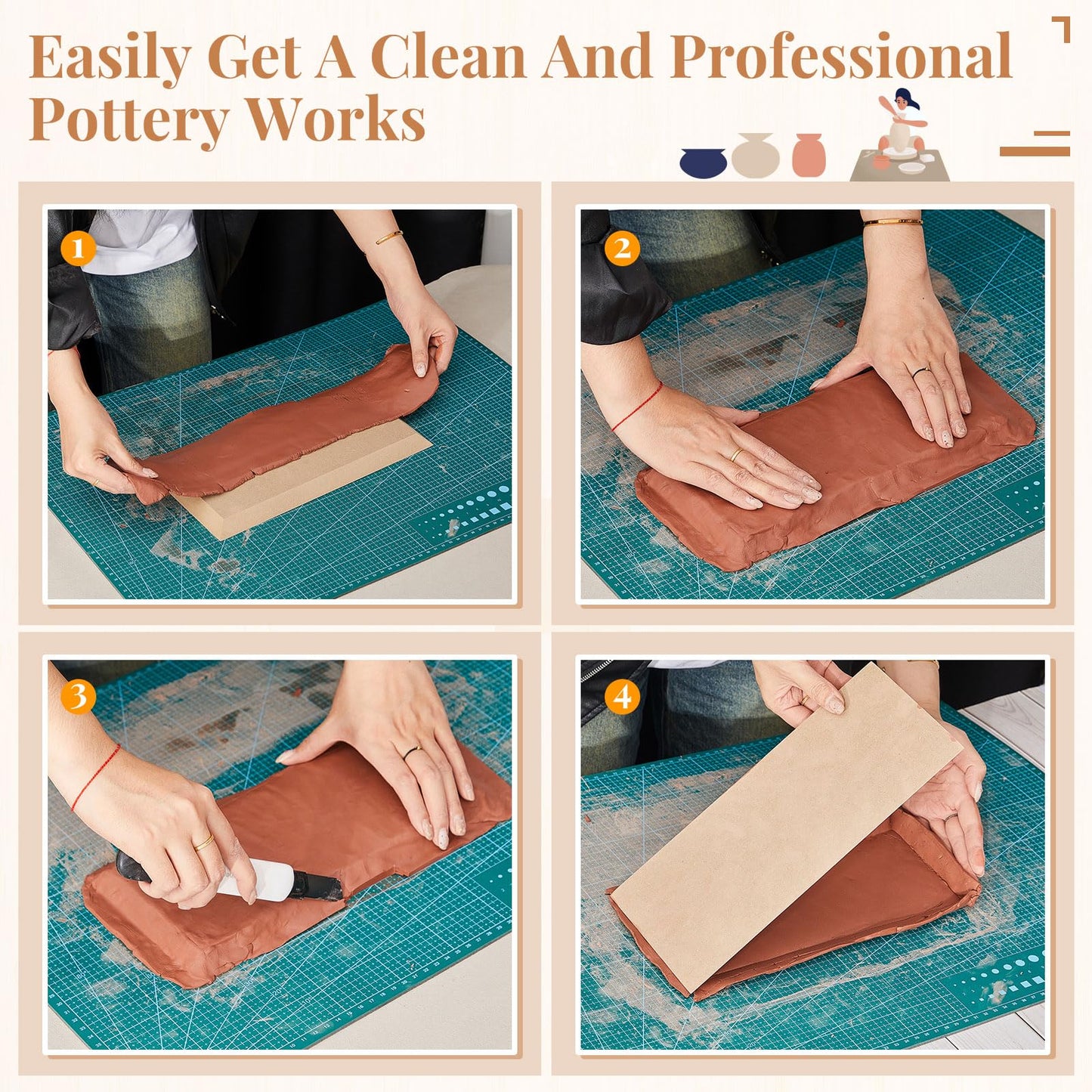 Sunnychicc 5 Pcs Ceramic Mold for Clay Wooden Pottery Clay Molds for Pottery Ceramic Plate for Slump Tools for Handbuilding Craft(Round,6.14-10.87")