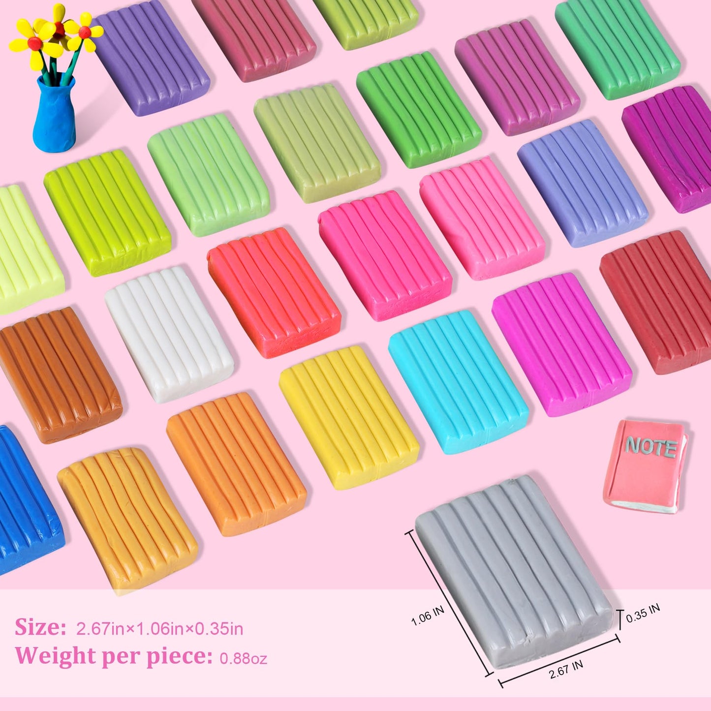 Polymer Clay 50 Colors, Modeling Clay for Kids DIY Starter Kits, Oven Baked Model Clay, Non-Sticky Molding Clay with Sculpting Tools, Gift for Children and Artists (50 Colors A)