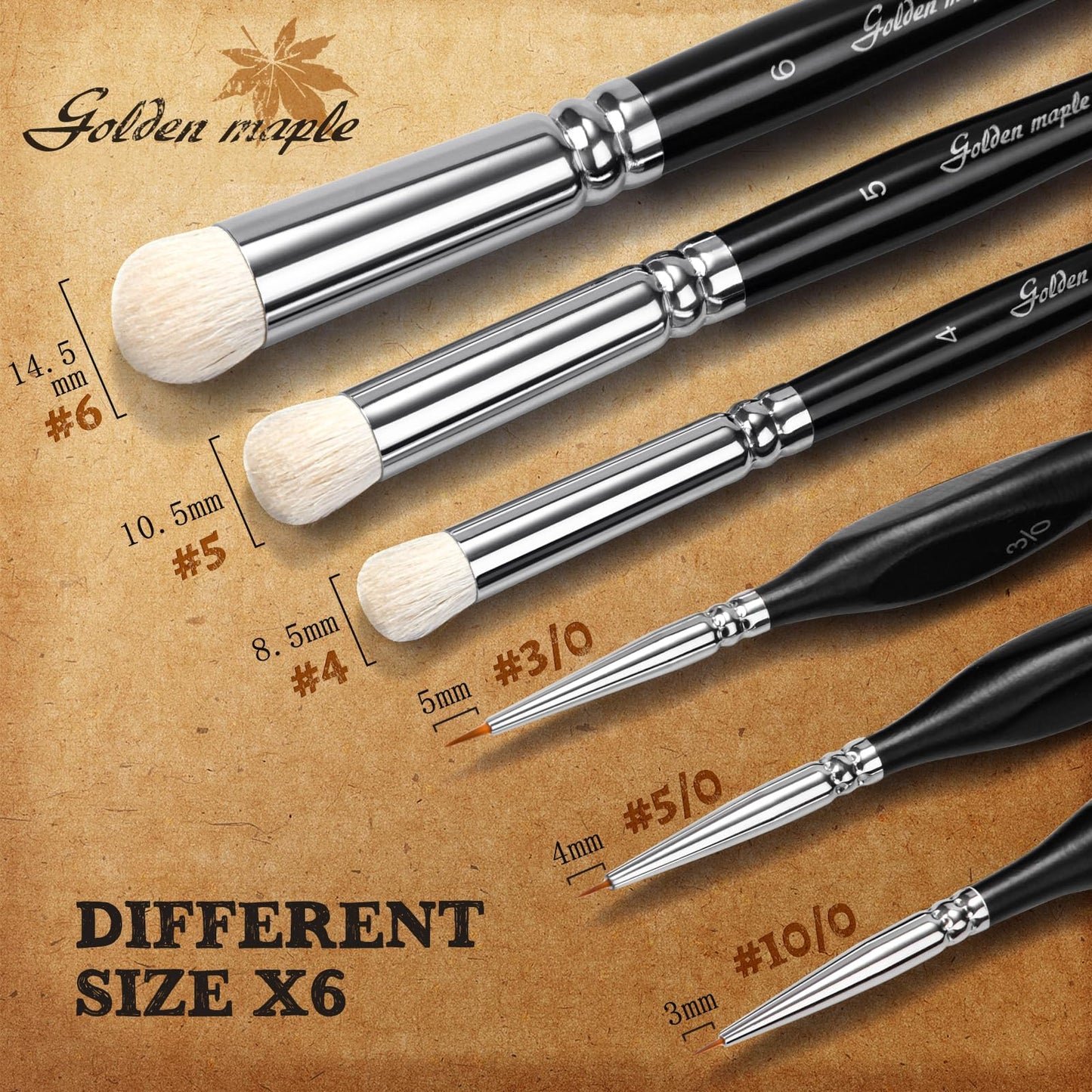 Golden Maple Miniature Paint Brushes Drybrush-18PCS Micro Detail Paint Brush Set, Small Fine Detail Model Brushes for Acrylics, Watercolors & Paint by Number, Figurine - Cocoa Brown