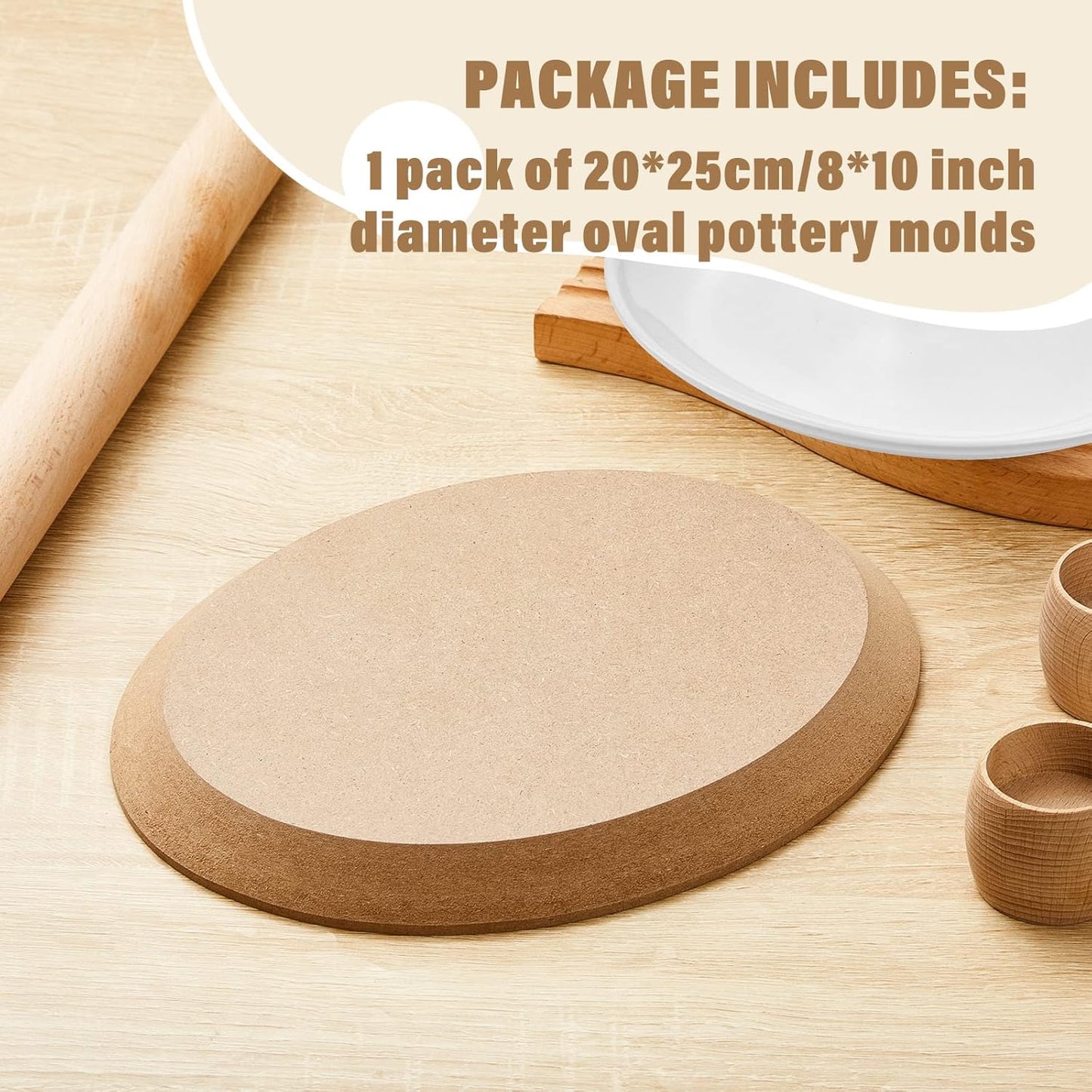 Sunnyray 8 x 10 Inches Oval Pottery Mold Pottery Tools and Supplies Ceramic Molds Hand Building Dish Plate Press Mold for DIY Dish Plate Supplies