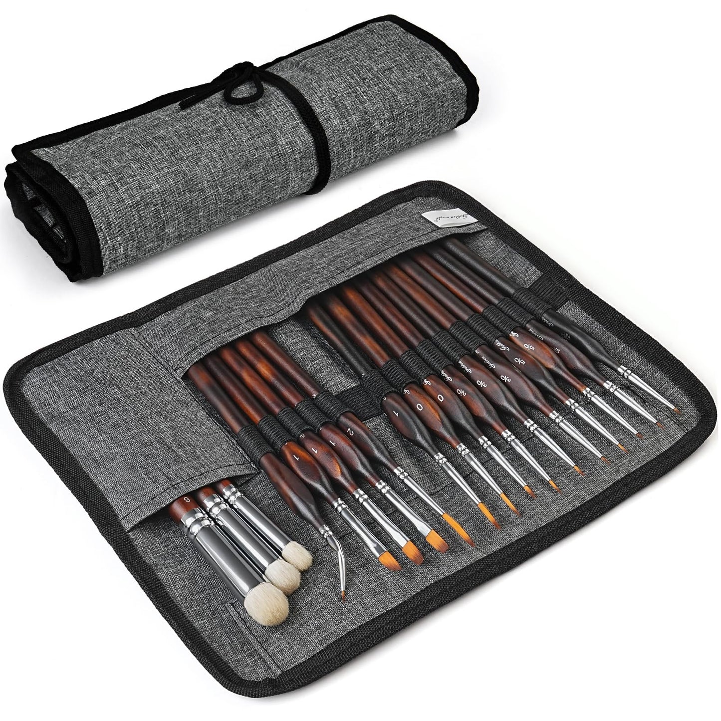 Golden Maple Miniature Paint Brushes Drybrush-18PCS Micro Detail Paint Brush Set, Small Fine Detail Model Brushes for Acrylics, Watercolors & Paint by Number, Figurine - Cocoa Brown