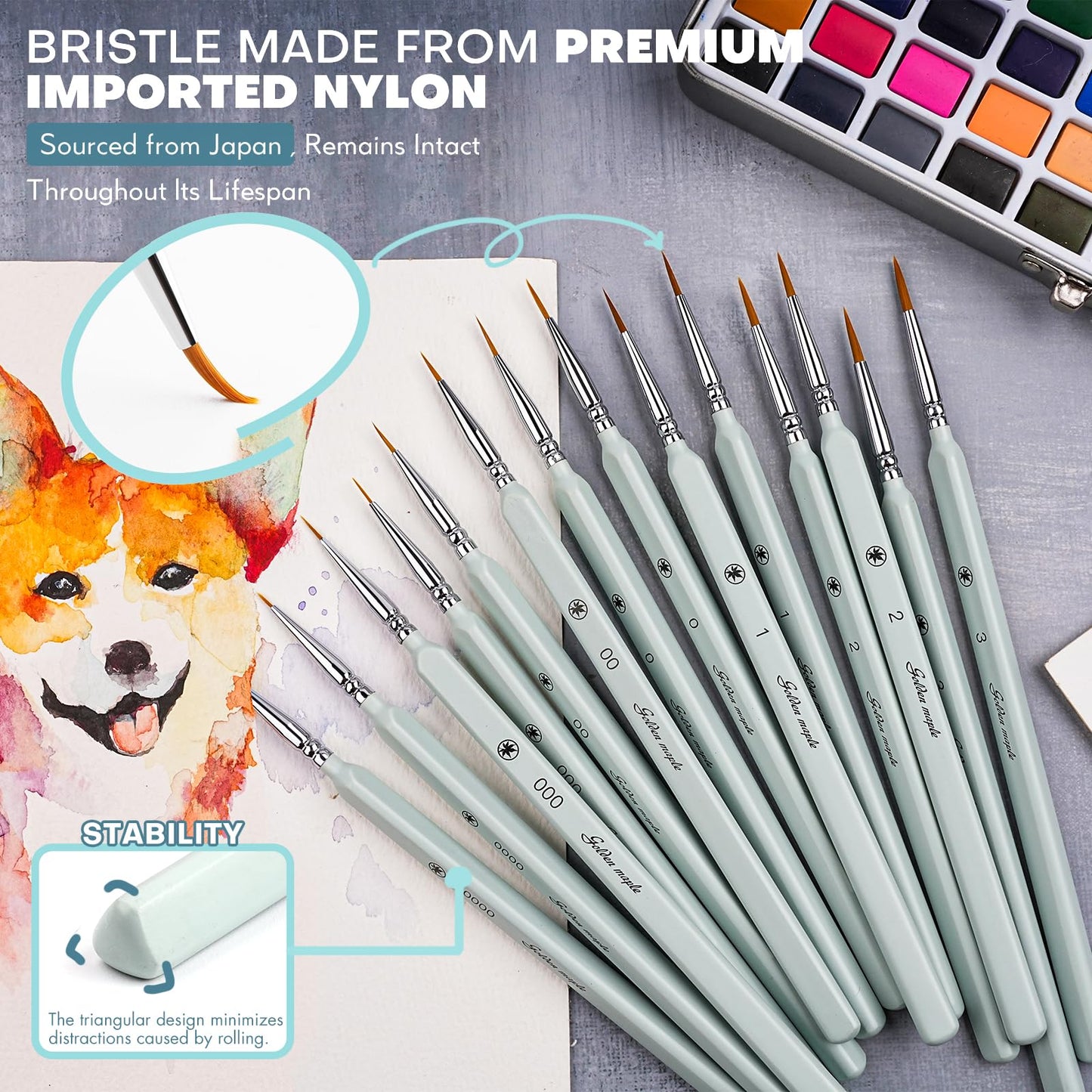 Golden Maple Miniature Paint Brushes Drybrush-18PCS Micro Detail Paint Brush Set, Small Fine Detail Model Brushes for Acrylics, Watercolors & Paint by Number, Figurine - Cocoa Brown