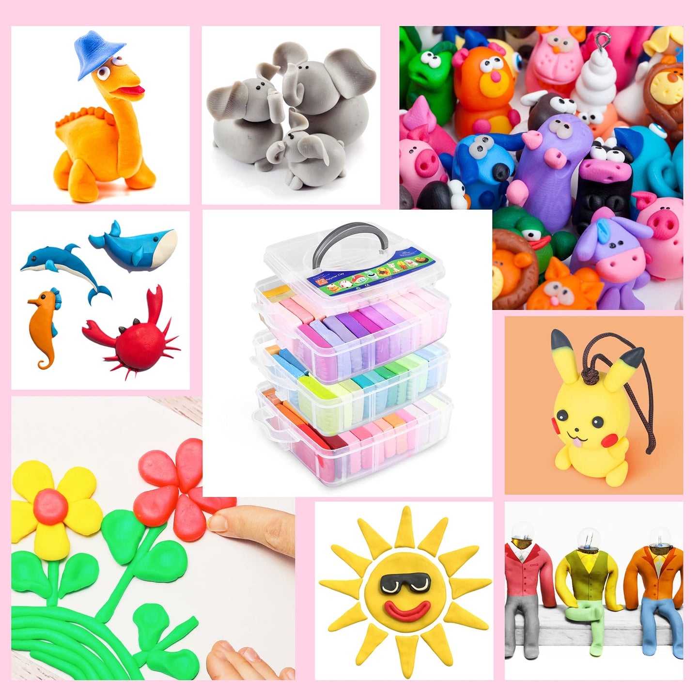 Polymer Clay 50 Colors, Modeling Clay for Kids DIY Starter Kits, Oven Baked Model Clay, Non-Sticky Molding Clay with Sculpting Tools, Gift for Children and Artists (50 Colors A)