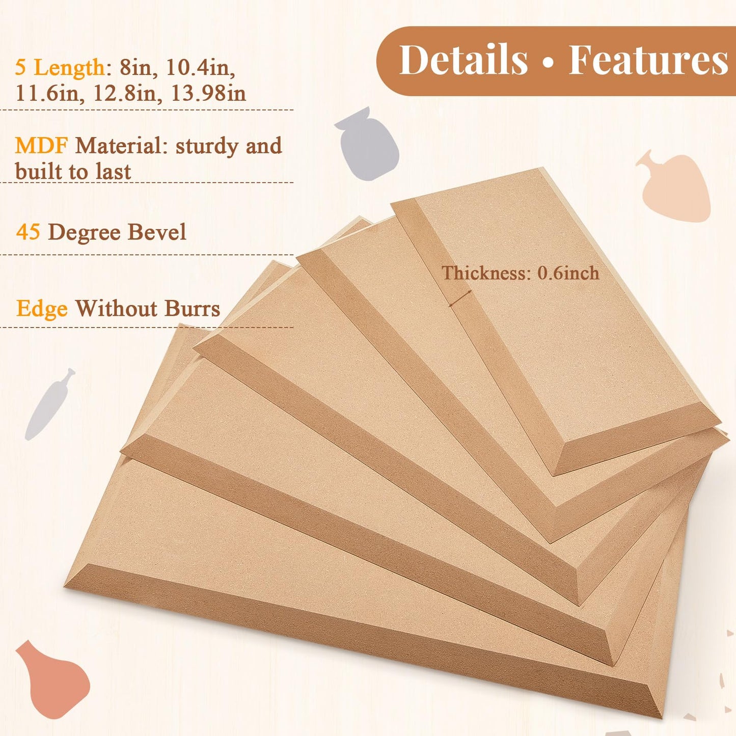 Sunnychicc 5 Pcs Ceramic Mold for Clay Wooden Pottery Clay Molds for Pottery Ceramic Plate for Slump Tools for Handbuilding Craft(Round,6.14-10.87")