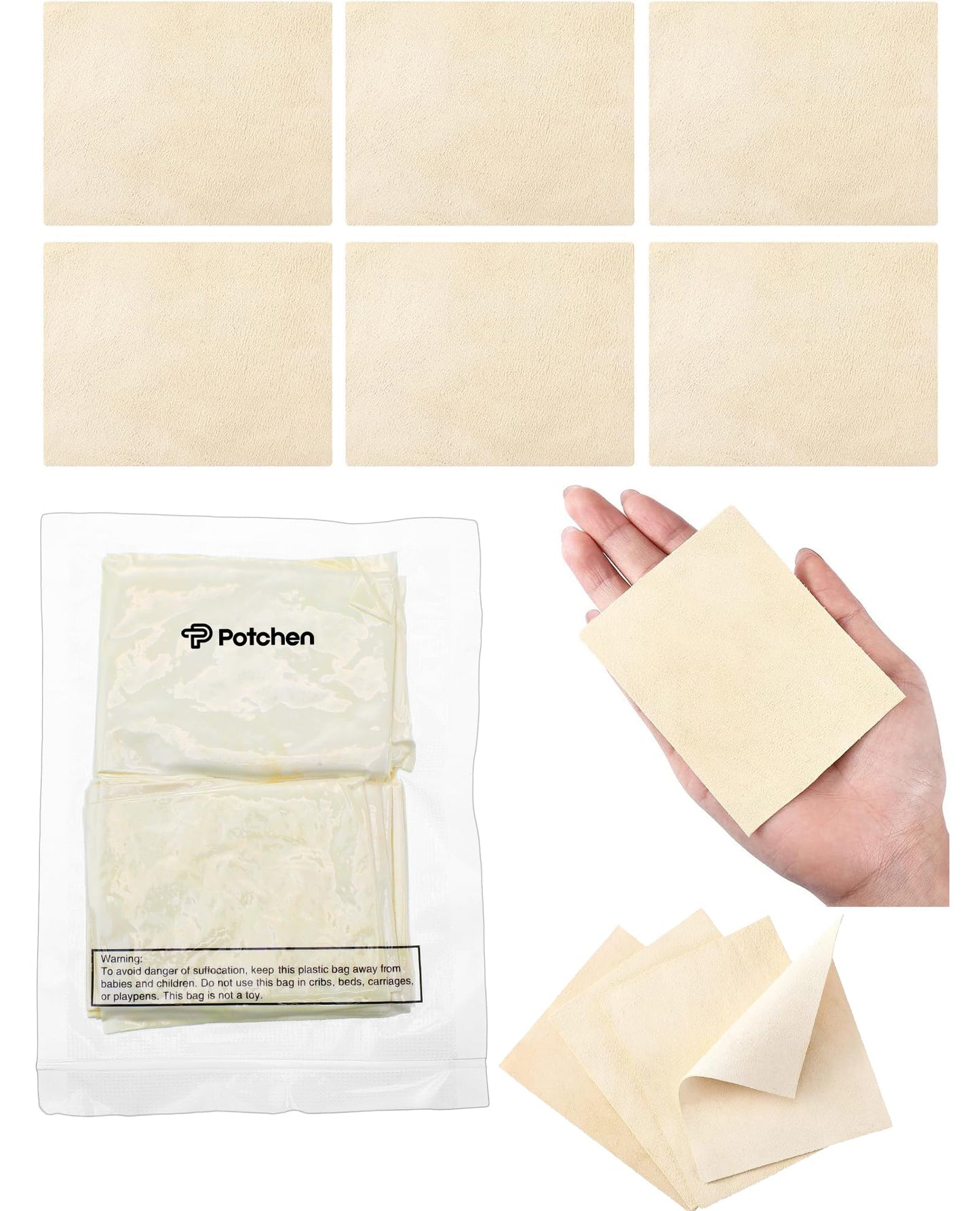 Potchen 20 Pieces Pre Cut Chamois for Smoothing Pot Rim Chamois Clay Soft Cloth Pottery Tool Kit Ceramic Pottery Tools and Supplies Ceramics Trimming Tools