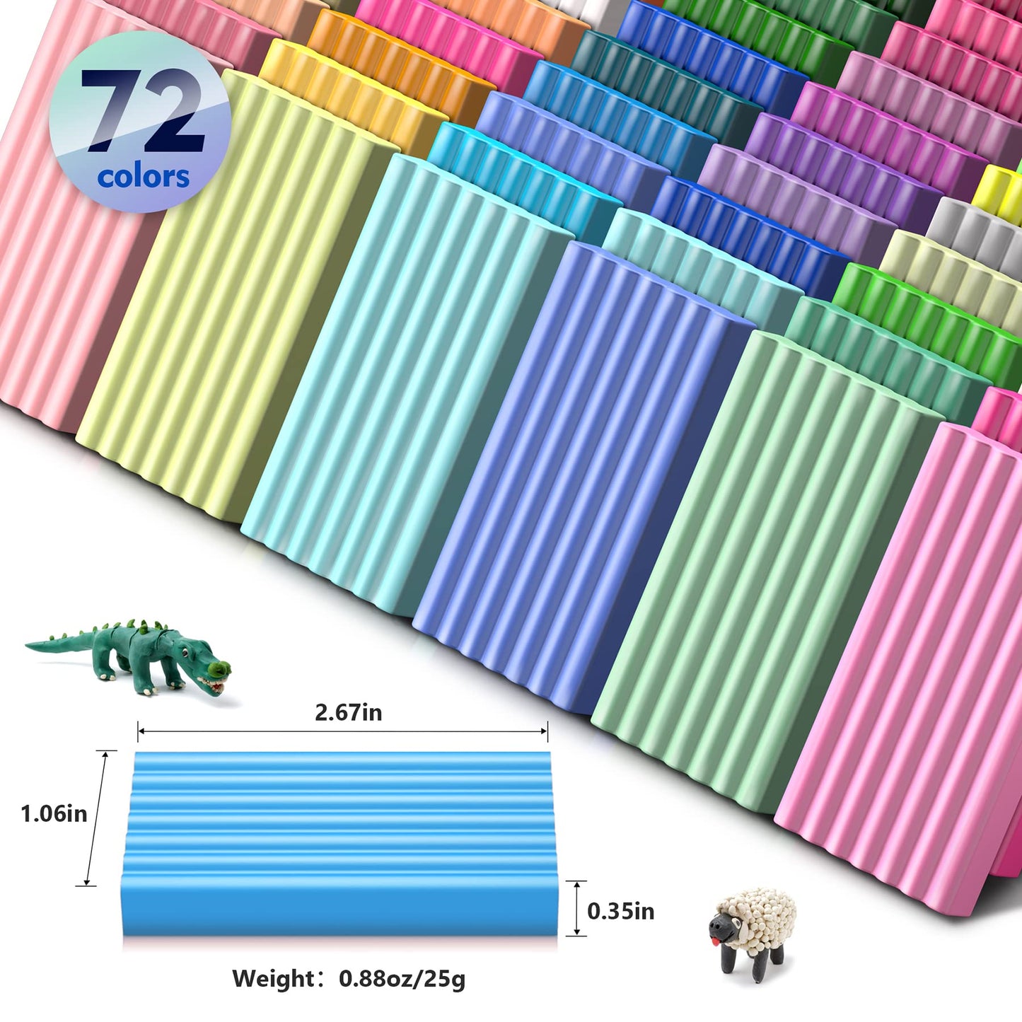 Polymer Clay 50 Colors, Modeling Clay for Kids DIY Starter Kits, Oven Baked Model Clay, Non-Sticky Molding Clay with Sculpting Tools, Gift for Children and Artists (50 Colors A)