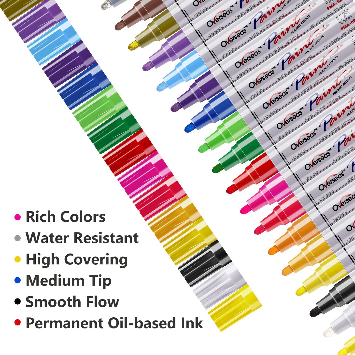 TFIVE Paint Pens Paint Markers on Almost Anything Never Fade Quick Dry and Permanent, Oil-Based Waterproof Marker Pen Set for Rocks Painting, Wood, Fabric, Plastic, Canvas, Glass, Mugs, DIY Craft