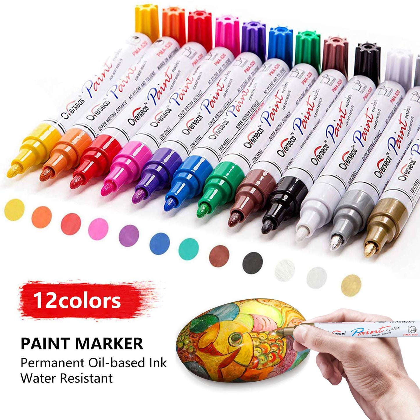TFIVE Paint Pens Paint Markers on Almost Anything Never Fade Quick Dry and Permanent, Oil-Based Waterproof Marker Pen Set for Rocks Painting, Wood, Fabric, Plastic, Canvas, Glass, Mugs, DIY Craft