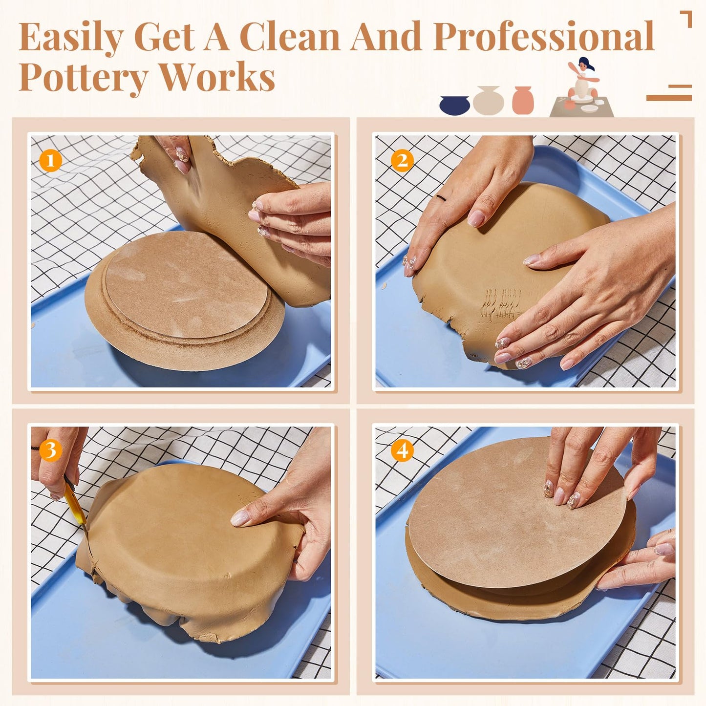 Sunnychicc 5 Pcs Ceramic Mold for Clay Wooden Pottery Clay Molds for Pottery Ceramic Plate for Slump Tools for Handbuilding Craft(Round,6.14-10.87")