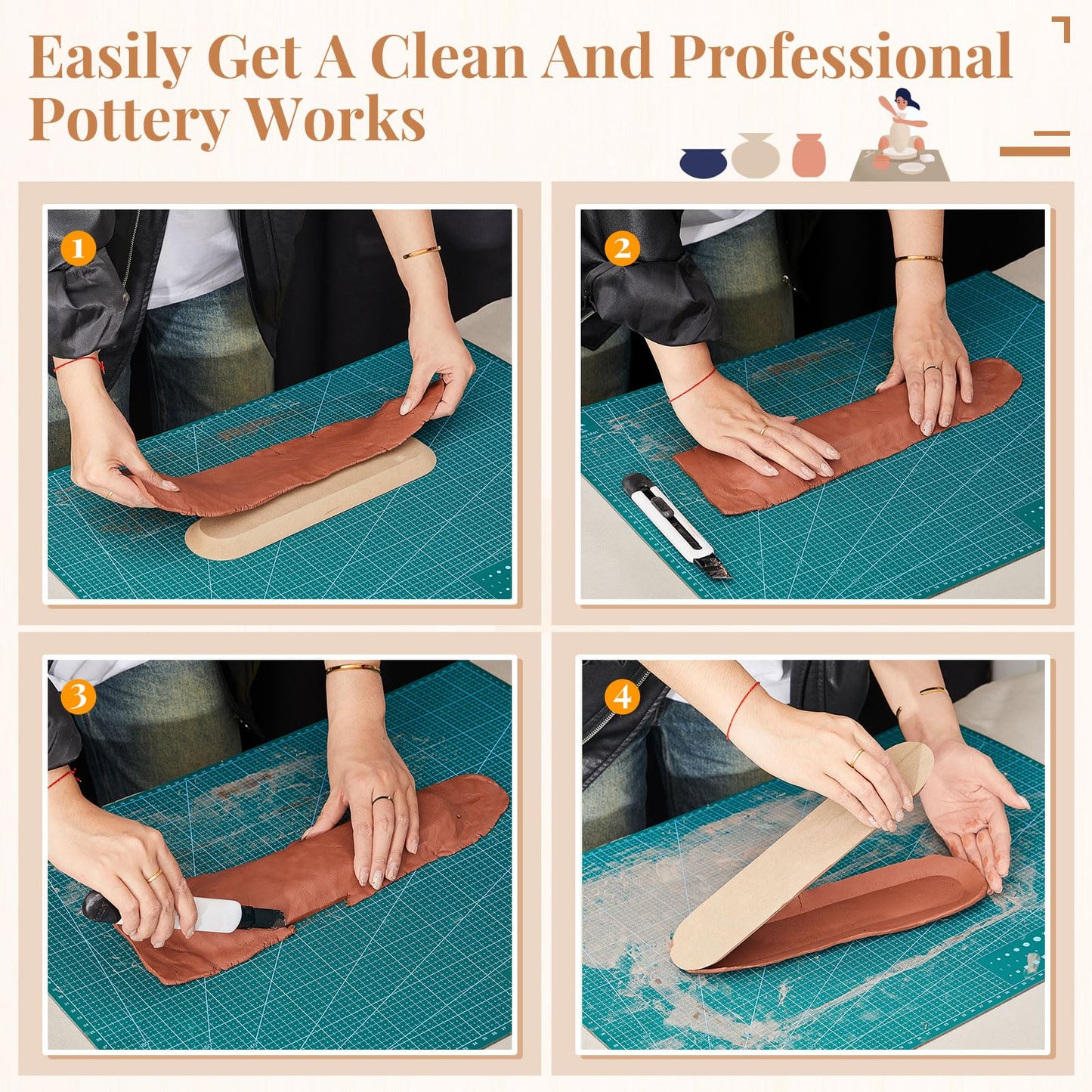 Sunnychicc 5 Pcs Ceramic Mold for Clay Wooden Pottery Clay Molds for Pottery Ceramic Plate for Slump Tools for Handbuilding Craft(Round,6.14-10.87")