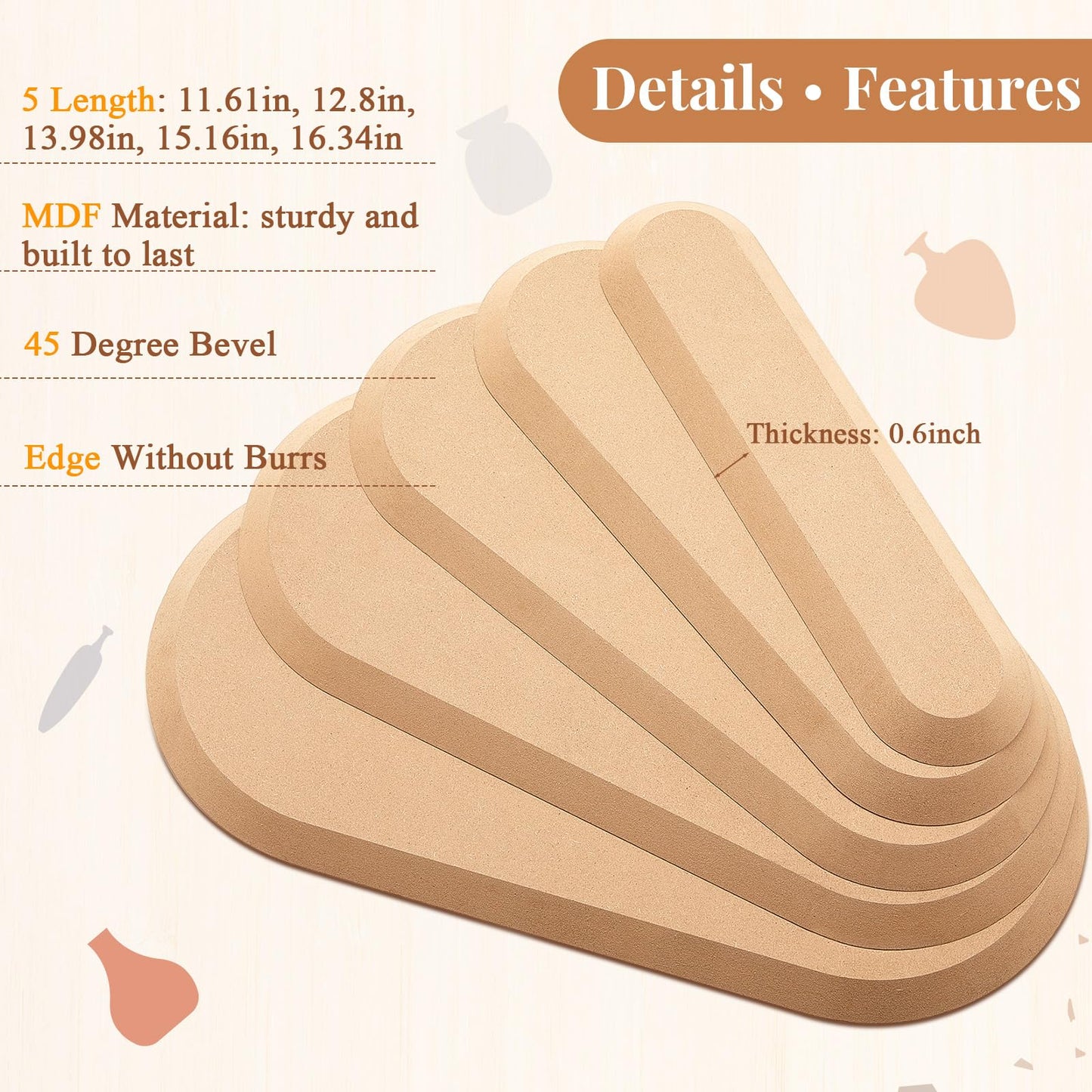 Sunnychicc 5 Pcs Ceramic Mold for Clay Wooden Pottery Clay Molds for Pottery Ceramic Plate for Slump Tools for Handbuilding Craft(Round,6.14-10.87")