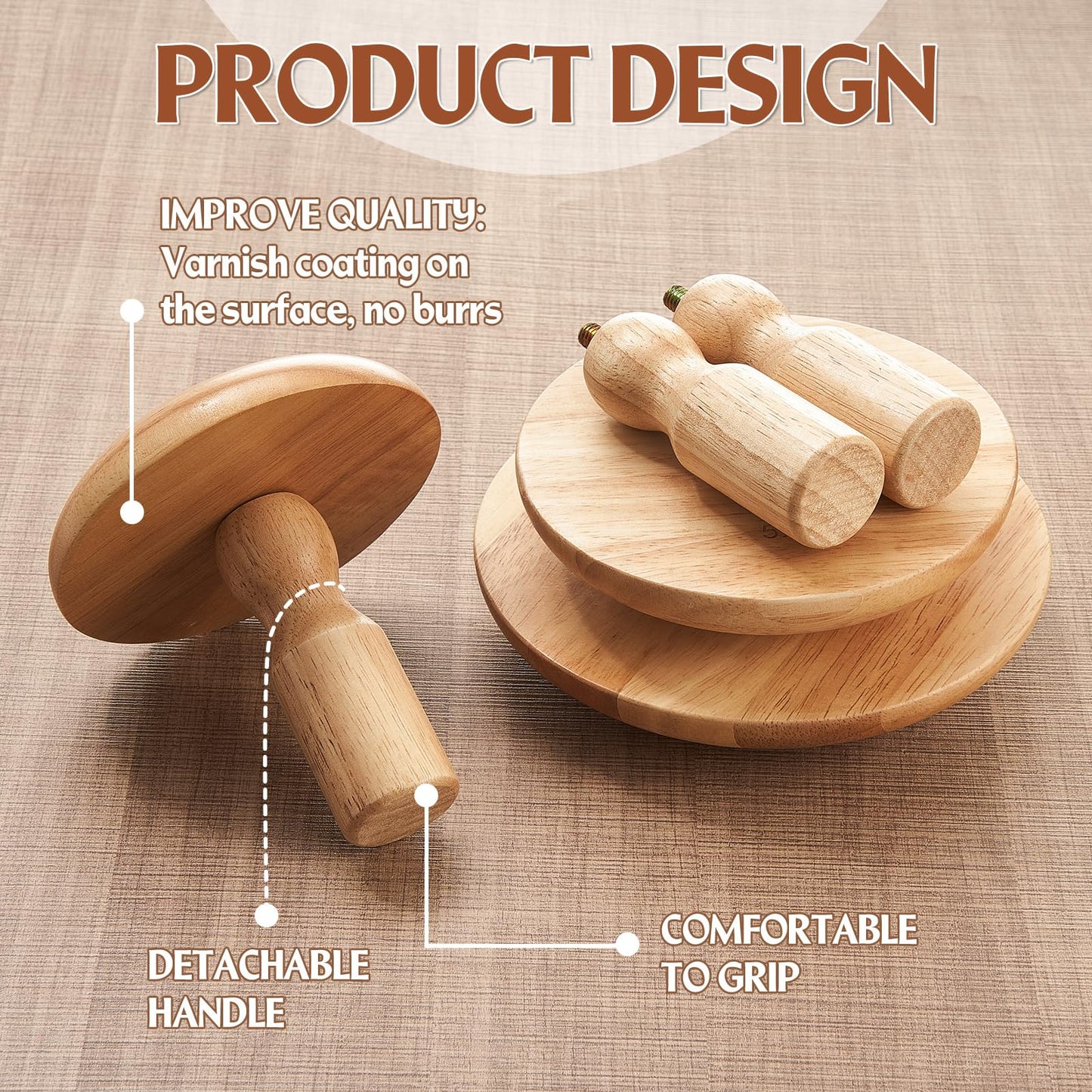 Wenqik 3 Pack Pottery Molds 4. 5'', 6. 5'', 8. 5'' Plaster Molds Wood Pottery Tools with Handle Ceramic Tools for Ceramic Top Forms for DIY Bowls Plate Dish Slump Press Art Making