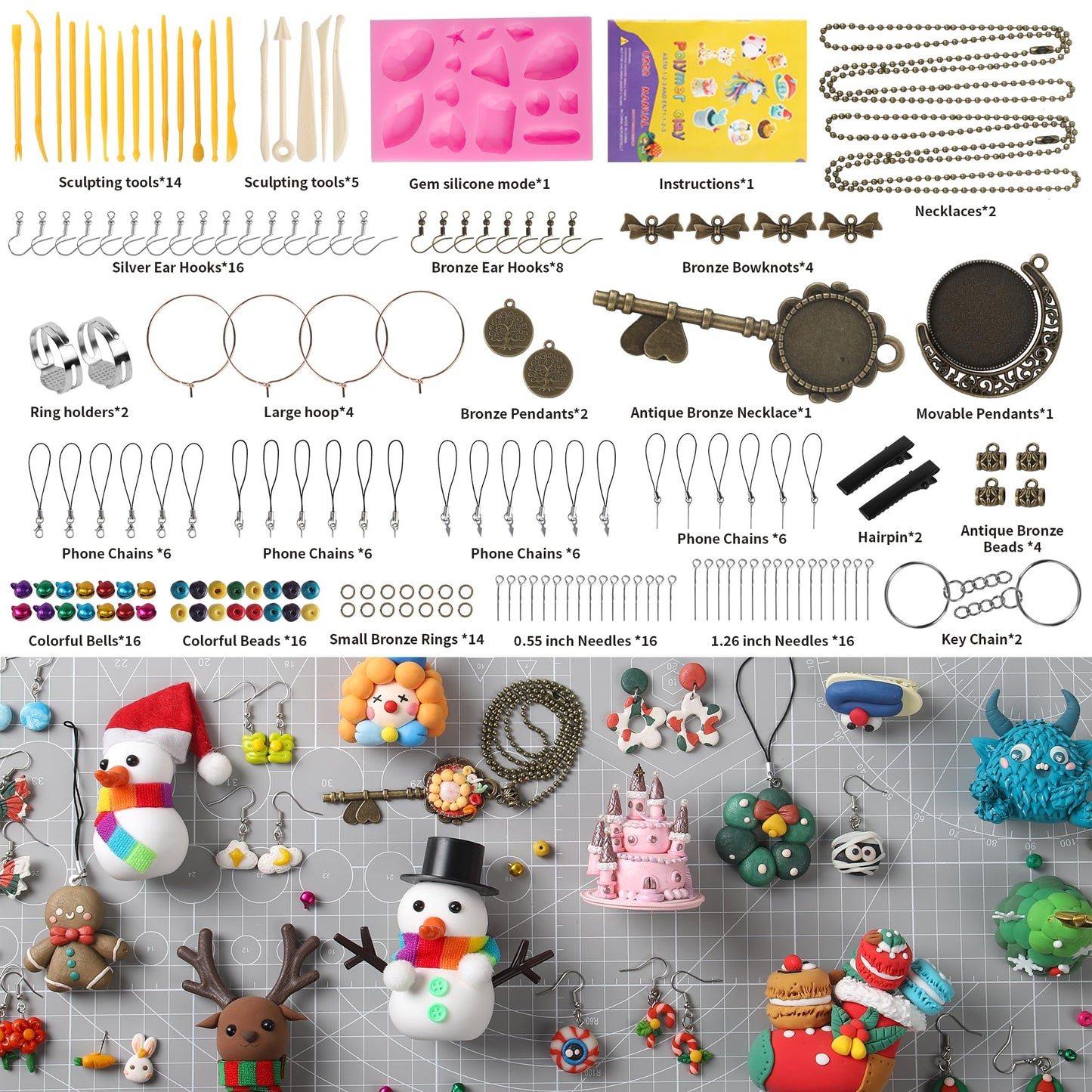 Polymer Clay 50 Colors, Modeling Clay for Kids DIY Starter Kits, Oven Baked Model Clay, Non-Sticky Molding Clay with Sculpting Tools, Gift for Children and Artists (50 Colors A)
