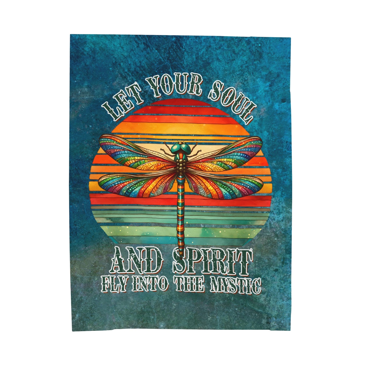 Plush Blanket - Colorful Dragonfly Mystic Soul Spirit Design