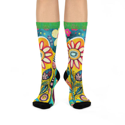 Cushioned Crew Socks-Aloha Mandala
