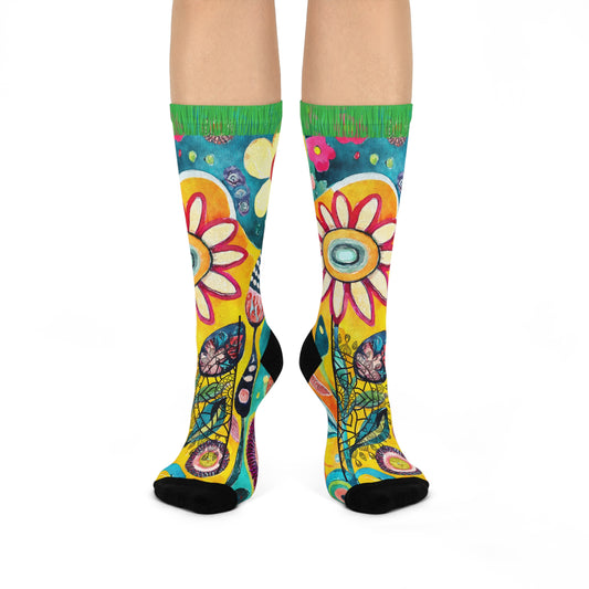 Cushioned Crew Socks-Aloha Mandala