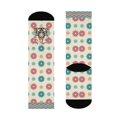 Cushioned Crew Socks-Flower Power