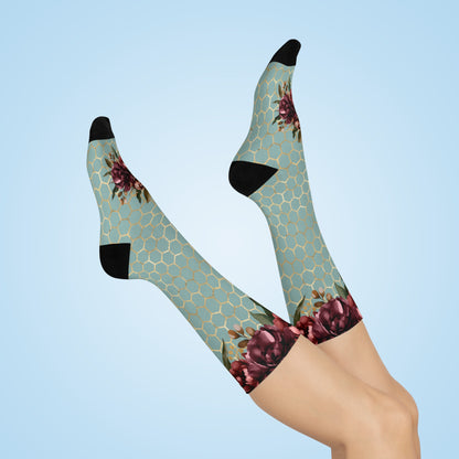 Cushioned Crew Socks-Floral Romance