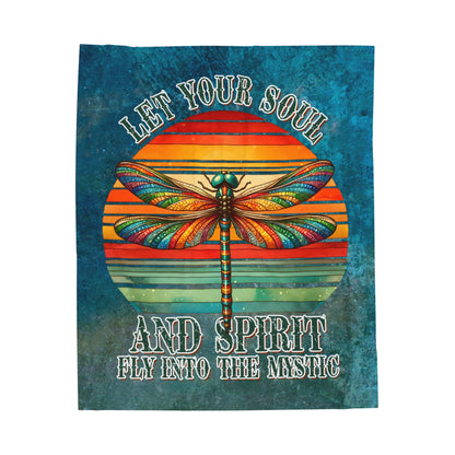Plush Blanket - Colorful Dragonfly Mystic Soul Spirit Design