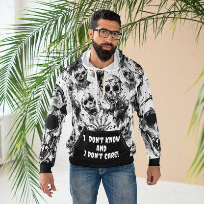 Skull Hoodie - Gothic Black and White Unisex Pullover with Personalization