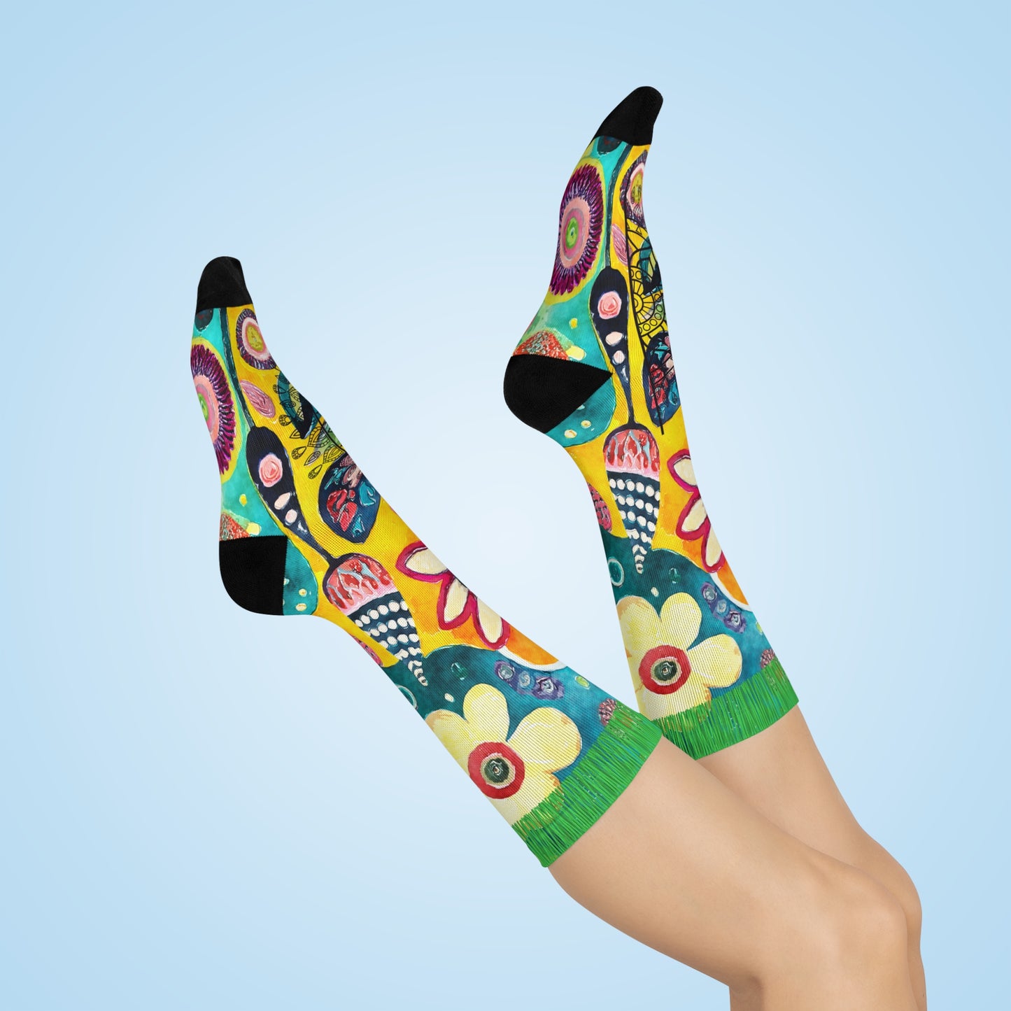 Cushioned Crew Socks-Aloha Mandala