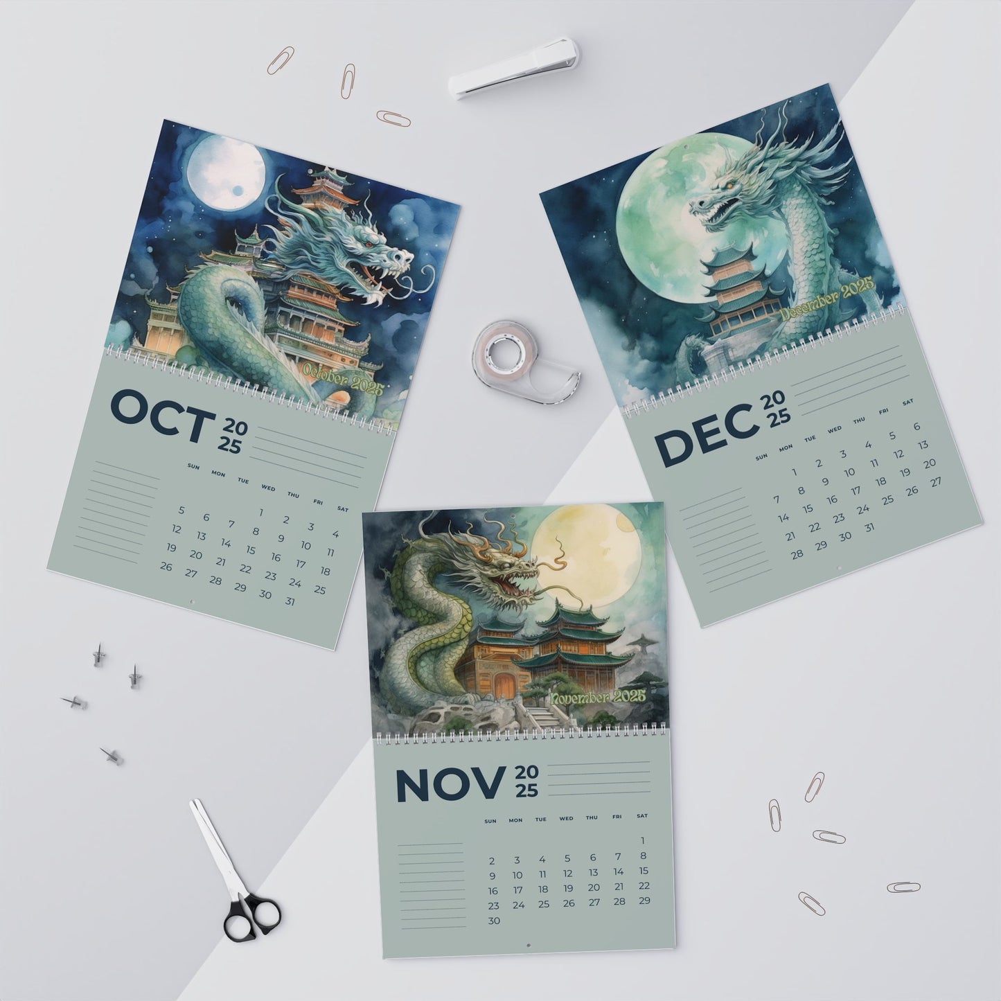 2025 Wall Calendars -Jade Dragons