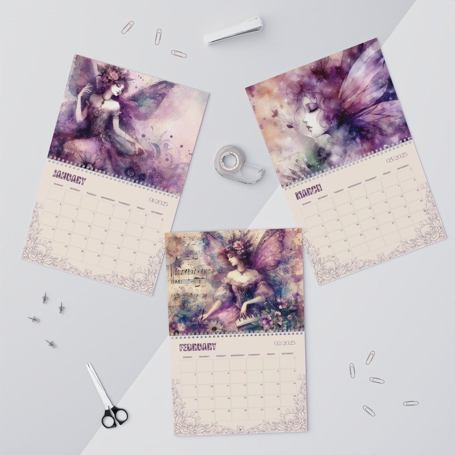 2025 Wall Calendars - Faeries in Purple