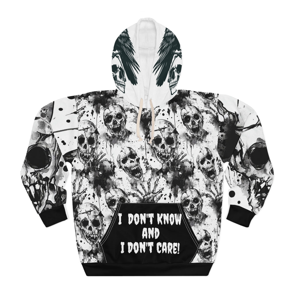 Skull Hoodie - Gothic Black and White Unisex Pullover with Personalization