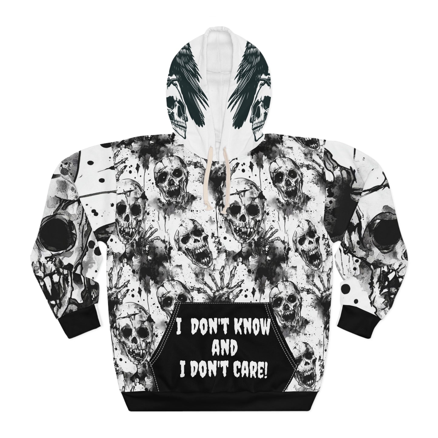 Skull Hoodie - Gothic Black and White Unisex Pullover with Personalization