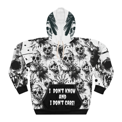 Skull Hoodie - Gothic Black and White Unisex Pullover with Personalization