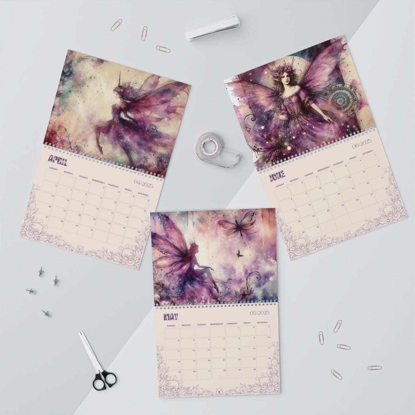 2025 Wall Calendars - Faeries in Purple