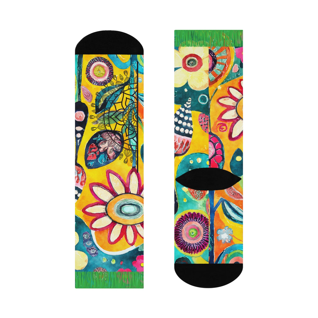 Cushioned Crew Socks-Aloha Mandala