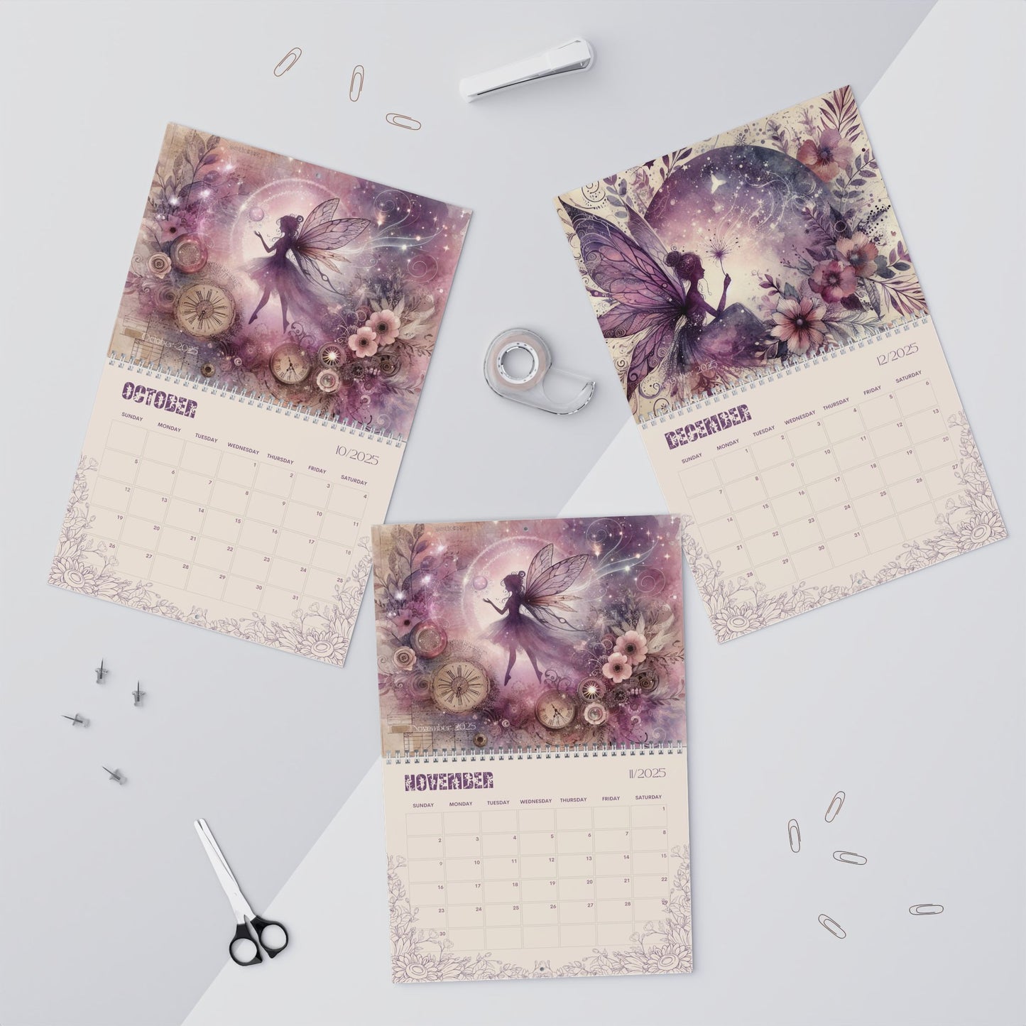 2025 Wall Calendars - Faeries in Purple