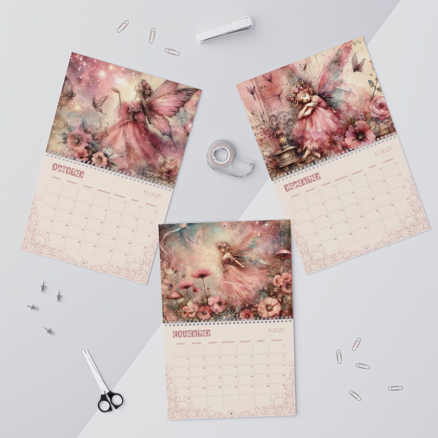 2025 Wall Calendars - Faeries in Pink