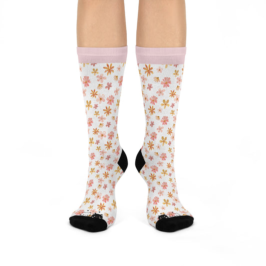 Cushioned Crew Socks-Peeking kittens