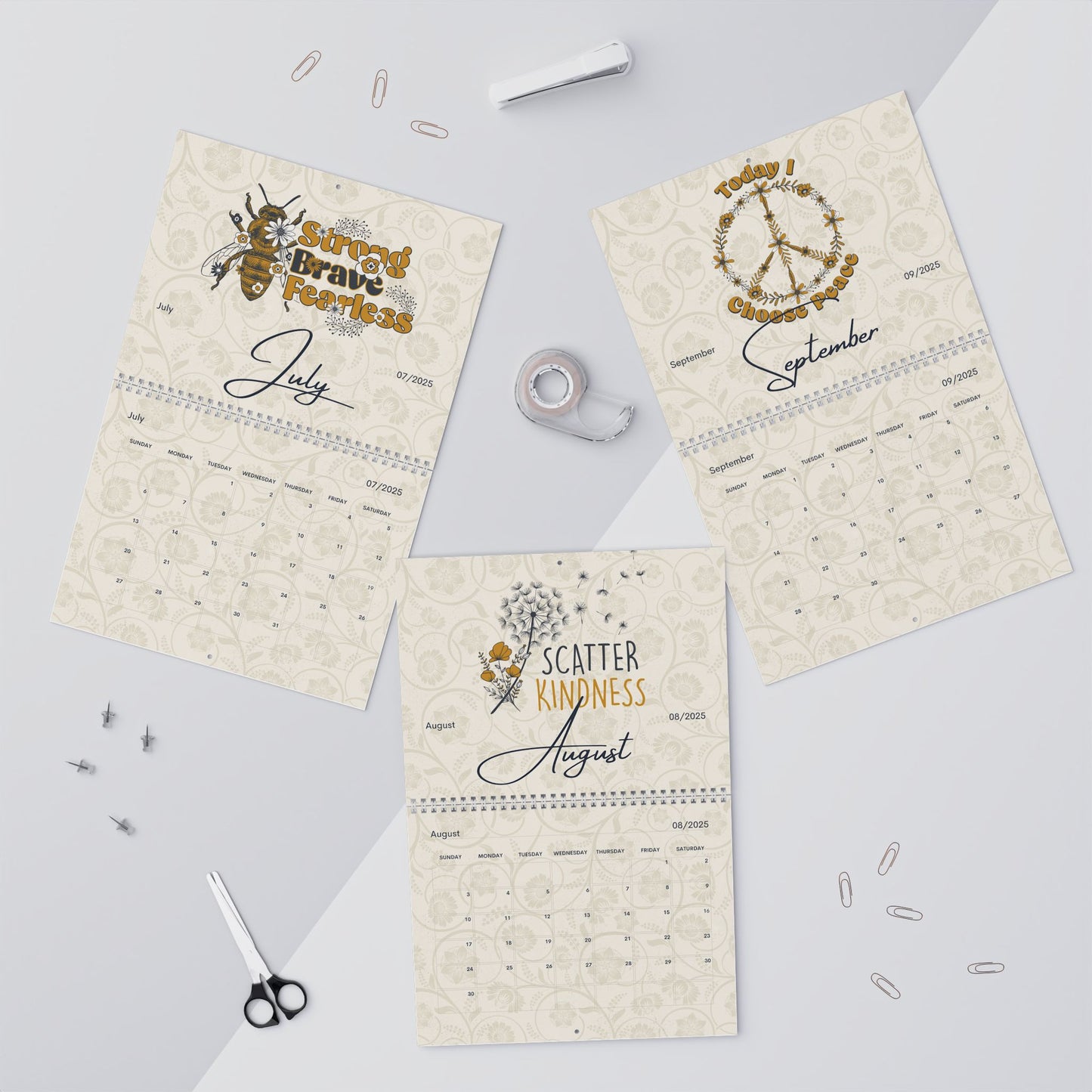2025 Wall Calendars - Minimalist Boho B/O
