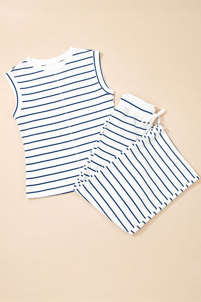 Sail Blue Casual Wide Leg 2pcs Pants Set