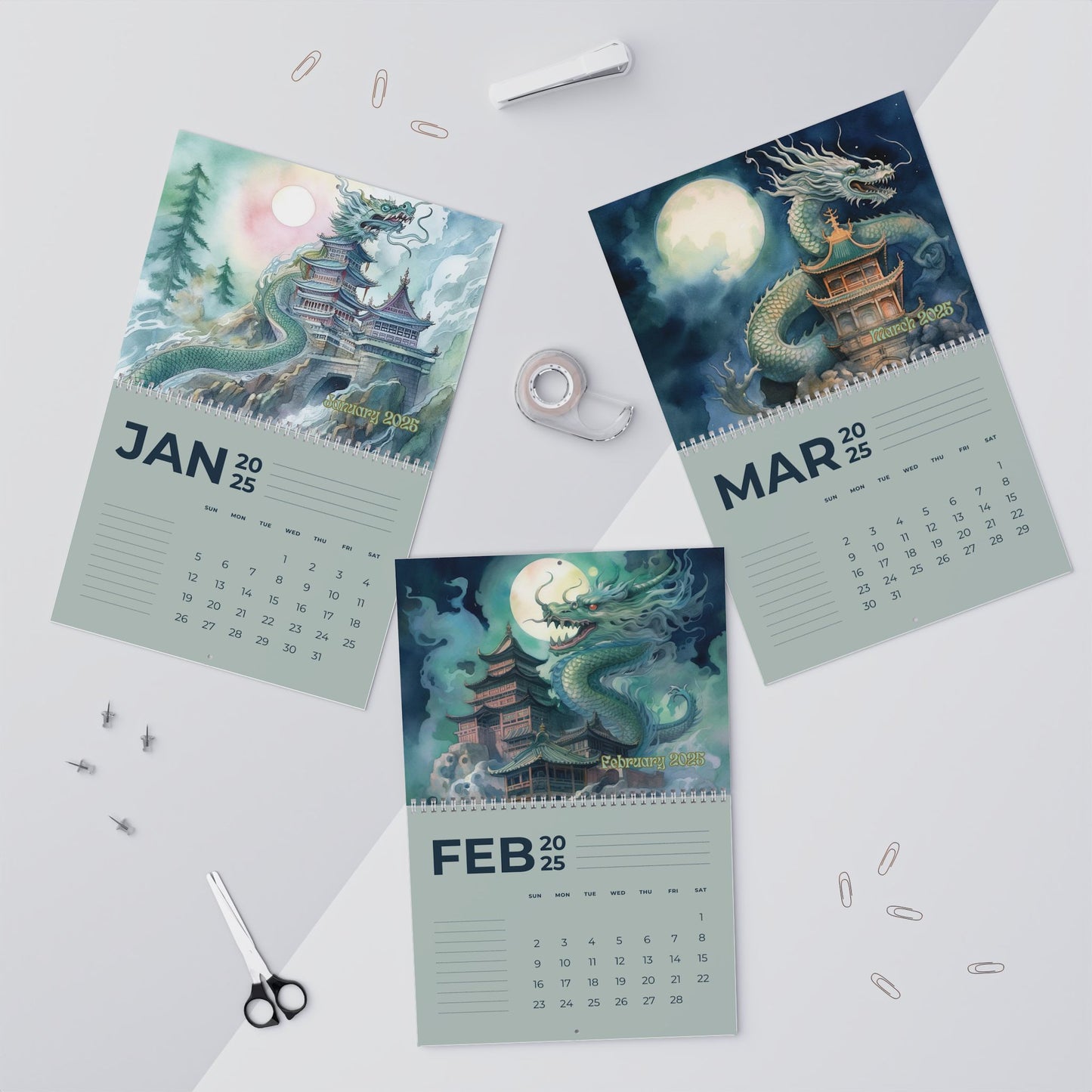 2025 Wall Calendars -Jade Dragons