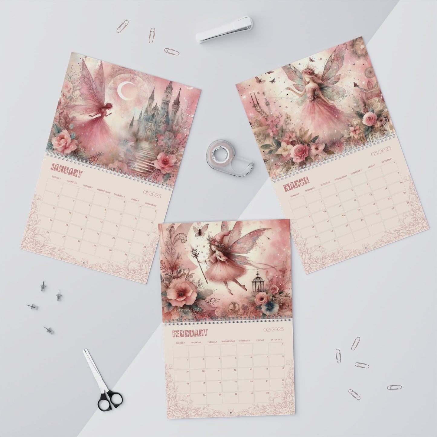 2025 Wall Calendars - Faeries in Pink
