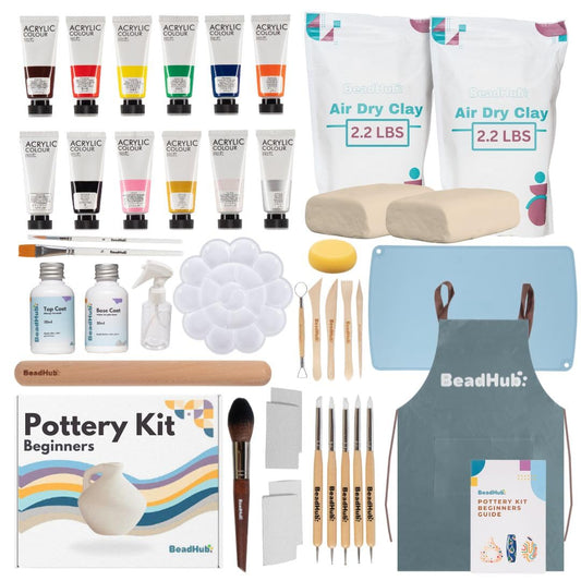 Pottery Kit for Beginners, 4.4Lbs Air Dry Clay for Adults with Sculpting Tools, Paint, Glaze, Air-Dry Modeling Clay Molding, Sculpt & Painting Set, Hobby Date Night DIY Art Craft Kits (White)