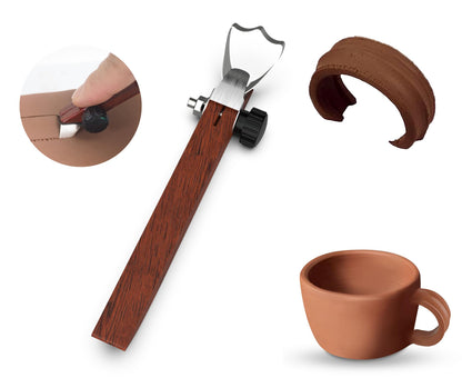 GEOCCI Pottery Handle Making Tool Sculpture Scraper Pottery Carving Tool Pottery Cup Handle Shape Tool for Tea Cup Mug Utensil Vase Handle Clay Cutters (5 PCS)