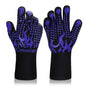 Comsmart BBQ Gloves, 1472F Heat Resistant Silicone Non-Slip Oven Mitts, Long Kitchen Gloves Perfect for Grilling, Cooking, Baking, Cutting, Blue