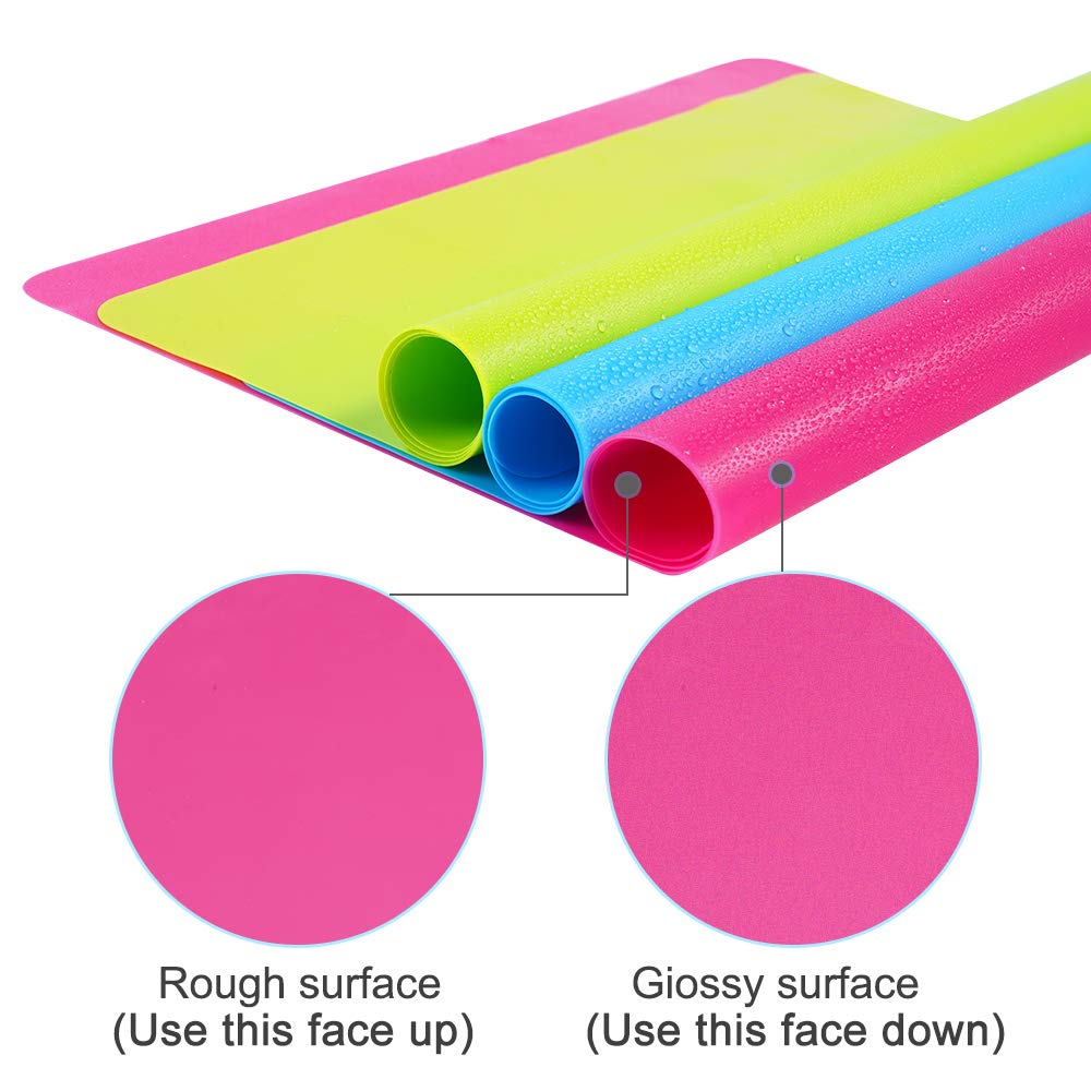 3 Pack Silicone mat Large Silicone Sheets for Crafts, Liquid, Resin Jewelry Casting Molds Mat, Silicone Placemat 15.7” x 11.8” (Blue & Rose Red & Green)