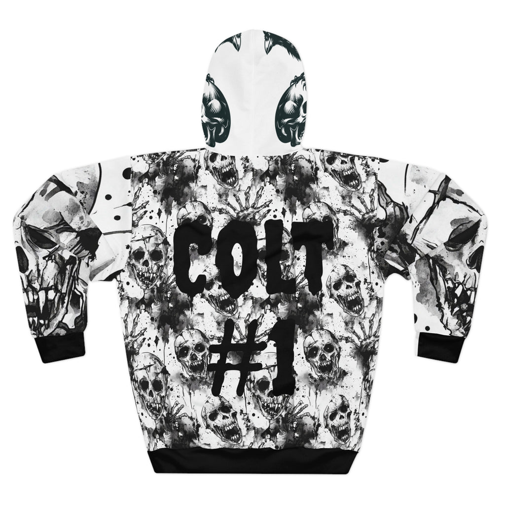 Skull Hoodie - Gothic Black and White Unisex Pullover with Personalization